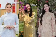Dàn Hoa - Á hậu Việt rực rỡ trong áo dài đón Tết Bính Ngọ 2024
