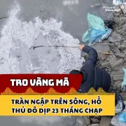 Cảnh tượng vàng mã tràn ngập sông Hồ sau lễ cúng ông Công ông Táo