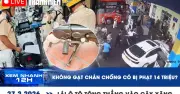 Tài xế không gạt chân chống, ô tô tổng thắng vào cây xăng, bị phạt 14 triệu