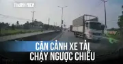 Cận cảnh xe tải chạy ngược chiều gây náo loạn đường phố Trảng Bàng
