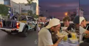 Nhóm thanh niên TP.HCM ngồi ăn uống trên thùng xe bán tải đang chạy gây phẫn nộ