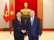 Tổng Bí thư Tô Lâm tiếp đoàn đại biểu cấp cao Bộ Công an Lào