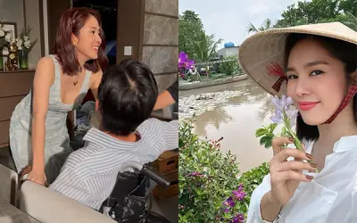 Lê Phương Vân khoe nhan sắc trẻ trung ở tuổi 41, chụp ảnh cùng bạn diễn kém tuổi