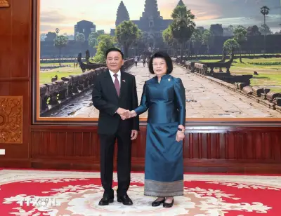 Ủy viên Bộ Chính trị Trần Cẩm Tú hội kiến Chủ tịch Quốc hội Campuchia