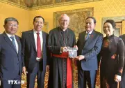Chủ tịch Quốc hội Trần Thanh Mẫn gặp Thủ tướng Tòa Thánh Vatican Hồng y Pietro Parolin