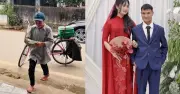 Người cha lam lũ đạp xe mời cưới con gái gây xúc động mạng xã hội