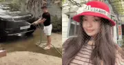 Quang Hải rửa xe Range Rover 8 tỷ trước nhà bố vợ, Chu Thanh Huyền thảnh thơi quay video