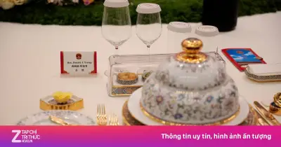 Bộ bát đĩa 'Bảo tướng vận thái' gây ấn tượng trong quốc yến Trung Quốc thết đãi ông Trump
