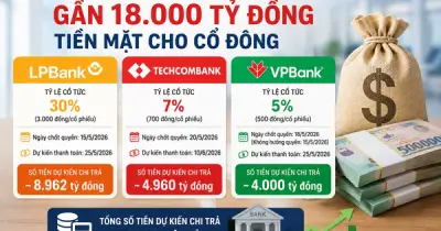 Ba ngân hàng chi gần 18.000 tỷ đồng trả cổ tức tiền mặt trong tháng 5