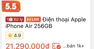 iPhone Air giảm giá sâu, từ 32 triệu xuống còn 21 triệu đồng
