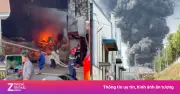 Cháy xưởng mút xốp tại Đồng Nai, khói đen cuồn cuộn bao phủ