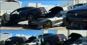 Ferrari 812 siêu xe bị Mercedes húc nát đầu, nắp capo tung bay
