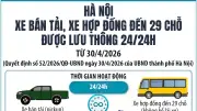 Hà Nội cho xe bán tải, xe hợp đồng đến 29 chỗ lưu thông 24/24h từ 30/4