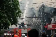 Hiện trường vụ cháy nhà hàng tại Từ Liêm, Hà Nội