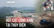 Hút cát công khai giữa ban ngày cạnh công trình thủy điện Trà Khúc 2: Những dấu hiệu bất thường