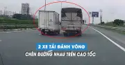 Kinh hoàng 2 xe tải kèn cựa, chèn đường nhau trên cao tốc Pháp Vân - Cầu Giẽ