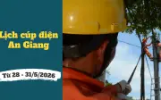 Lịch cúp điện An Giang từ 28-31/5/2026: Cúp điện từ 6h-19h hàng loạt khu dân cư để sửa chữa trong thời tiết nắng nóng