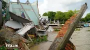 Sạt lở bờ sông tại Đồng Tháp tiếp tục diễn biến phức tạp