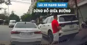 Tài xế Mercedes ngang nhiên đỗ xe giữa đường ở Bắc Ninh gây ùn tắc