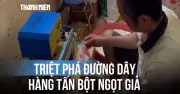 Triệt phá đường dây sản xuất hàng tấn bột ngọt giả nhãn hiệu Ajinomoto từ nguyên liệu trôi nổi