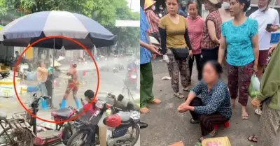 Mâu thuẫn kinh doanh, phụ nữ dùng vòi xịt nước rửa xe tấn công đối thủ