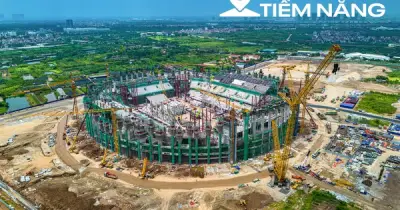 Sân vận động PVF 60.000 chỗ tăng tốc, lộ diện khán đài sau 8 tháng