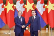 Chủ tịch Quốc hội Trần Thanh Mẫn hội kiến Thủ tướng Campuchia Hun Manet