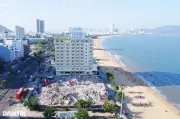 Cận cảnh tháo dỡ khách sạn Bình Dương trả lại đất vàng ven biển Quy Nhơn