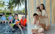 Con gái Đỗ Mỹ Linh đi biển cùng anh chị họ