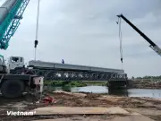 Cầu Đại Ngãi nối Trà Vinh - Sóc Trăng thiếu nguồn cung vật liệu