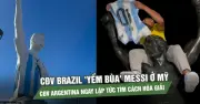 CĐV Brazil 'yểm bùa' Messi bằng tượng Rocky, Argentina dựng tượng khổng lồ hóa giải