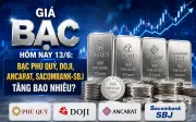 Giá bạc hôm nay 13/6: Bạc Phú Quý DOJI Ancarat Sacombank SBJ tăng bao nhiêu