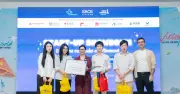 Học sinh H.A.S trình bày dự án AI, sức khỏe tinh thần tại cuộc thi khởi nghiệp