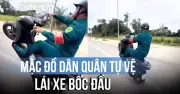 Lào Cai: Xử phạt nam thanh niên mặc trang phục dân quân lái xe bốc đầu