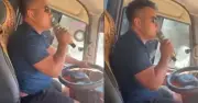 Tài xế xe khách vừa lái vừa hát karaoke bị phạt gần 6 triệu đồng