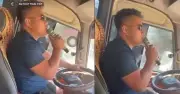 Tài xế xe khách vừa lái vừa hát karaoke trên quốc lộ gây bức xúc