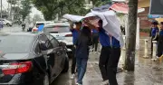 Tình nguyện viên tiếp sức mùa thi che mưa cho thí sinh