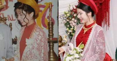 30 năm sau, con gái mặc áo dài cưới y hệt mẹ, tái hiện khoảnh khắc năm xưa