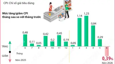 Chỉ số giá tiêu dùng tháng 6/2026 giảm 0,39%