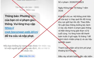 Cảnh báo chiêu trò giả mạo tin nhắn phạt nguội để chiếm đoạt tài sản