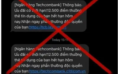 Cảnh báo lừa đảo giả mạo Techcombank qua tin nhắn điểm thưởng