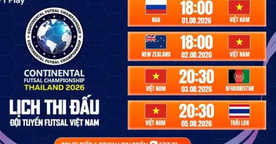 FPT Play phát trực tiếp giải futsal Continental 2026 của tuyển Việt Nam