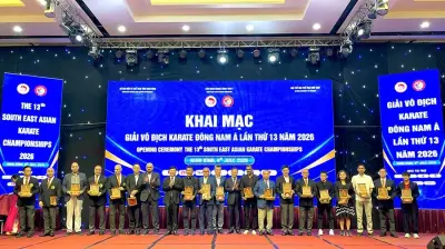Giải vô địch Karate Đông Nam Á 2026 khai mạc tại Ninh Bình với gần 700 VĐV