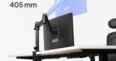 HyperWork P1 Single: giá đỡ màn hình cột cao 300 mm cho người cao, bàn thấp