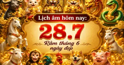 Lịch âm hôm nay 28.7: Rằm tháng 6 là ngày đẹp, xuất hành thuận lợi