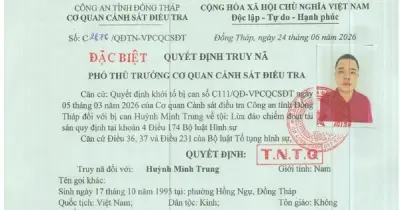 Truy nã đặc biệt Huỳnh Minh Trung tội lừa đảo chiếm đoạt tài sản