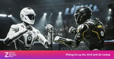 Video robot hình người đối kháng trên võ đài như võ sĩ chuyên nghiệp