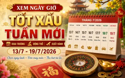 Xem ngày giờ đẹp tuần mới 13/7 - 19/7/2026: Khai trương, động thổ, xuất hành may mắn