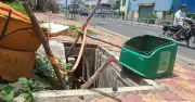 Hố ga không nắp trước nhà số 2310 Nguyễn Ảnh Thủ gây nguy hiểm