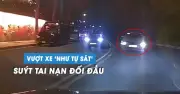 Kinh hoàng ô tô vượt ẩu như tự sát suýt gây tai nạn đối đầu ở Đà Lạt